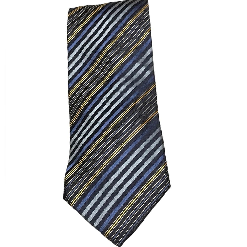 Brioni Vintage Men’s Necktie Diagonal Striped Blue Yellow Luxury Classic